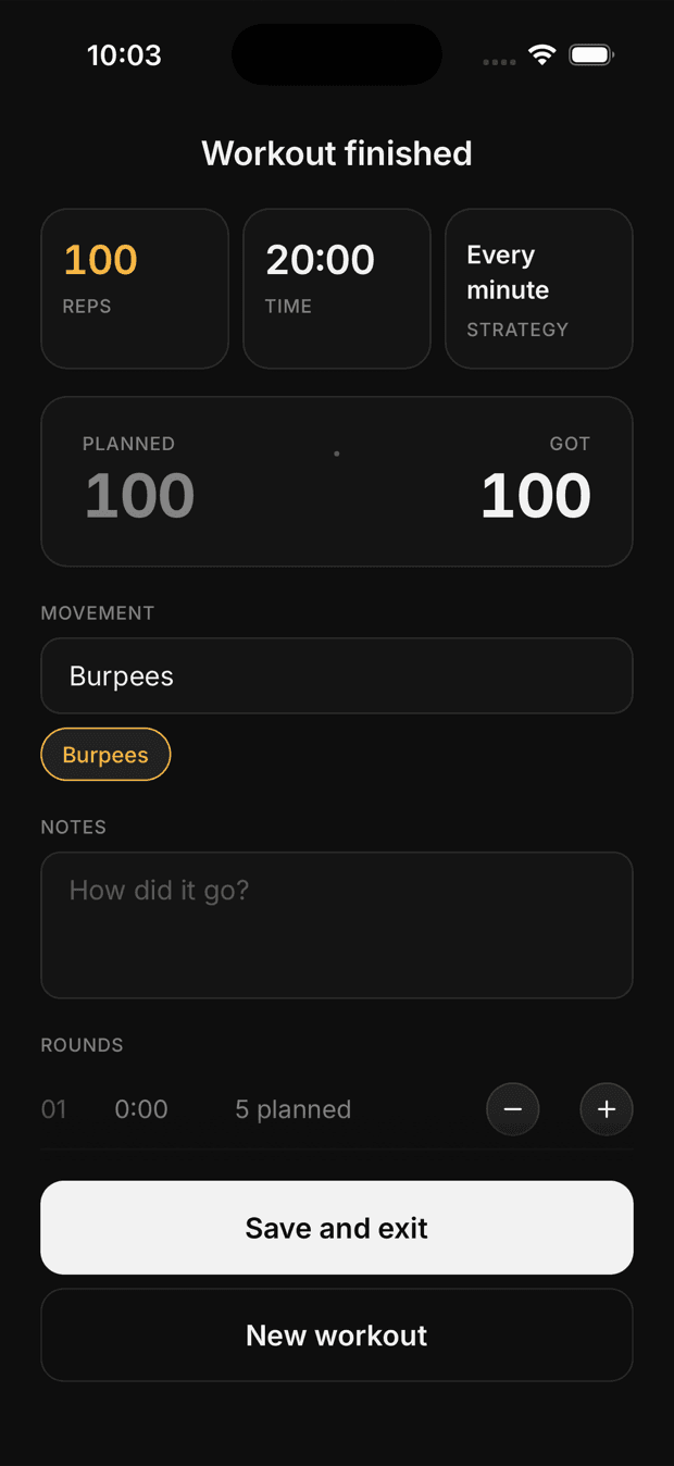 Workrate — See your score